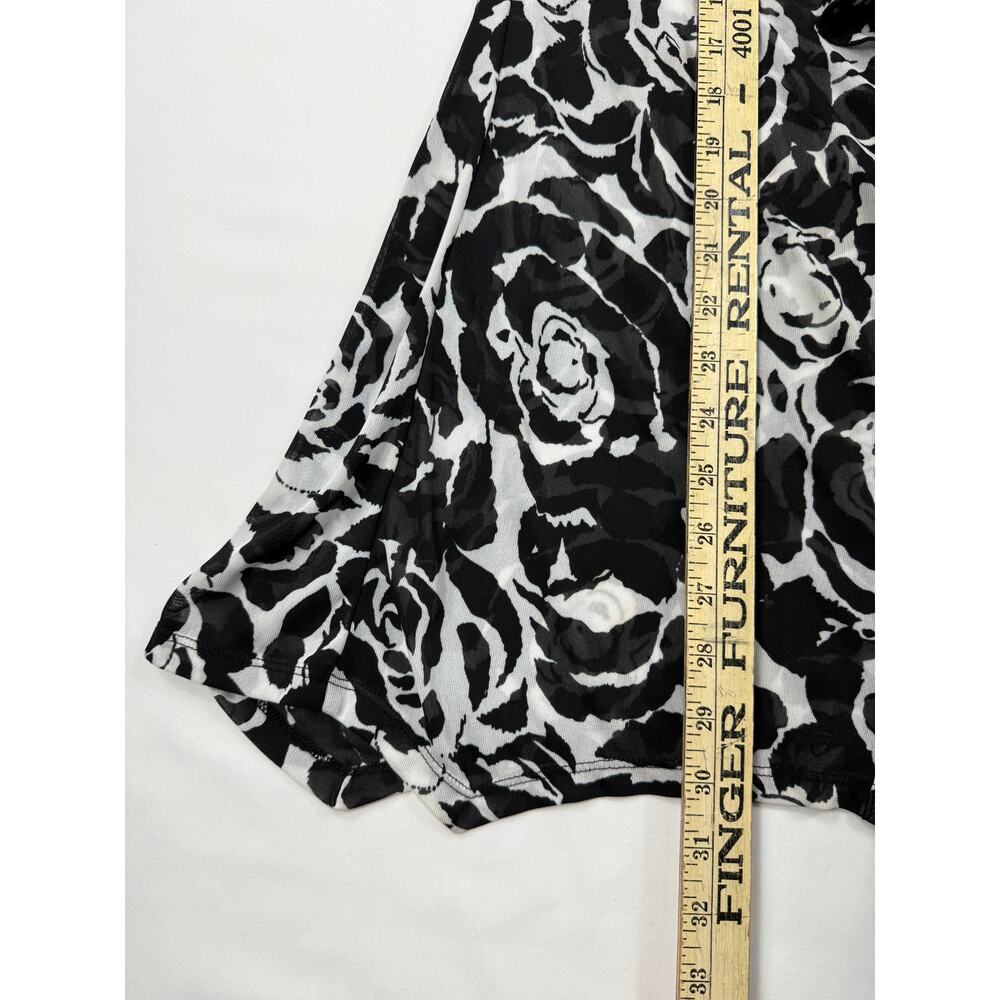 INC Women's Size S Asymmetrical Top Blouse Black White Stretch Sheer Sz M - Picture 7 of 7